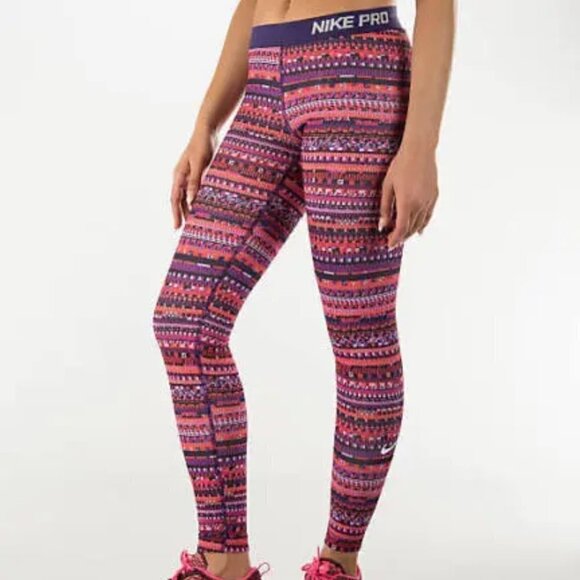 Nike Pro Dry Fit Printed Leggings - Picture 1 of 8